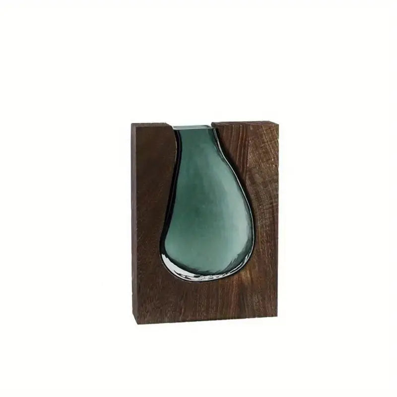 Bell shaped Glass insert Vase with wooden frame