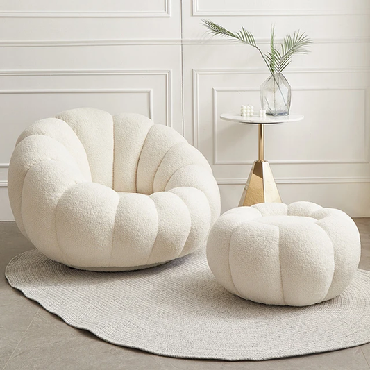 Modern Cloud-Inspired Accent Chair & Ottoman Set