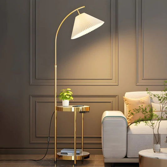 Modern Floor Lamp with Table & Adjustable Height – Elegant 2-in-1 Lighting Solution