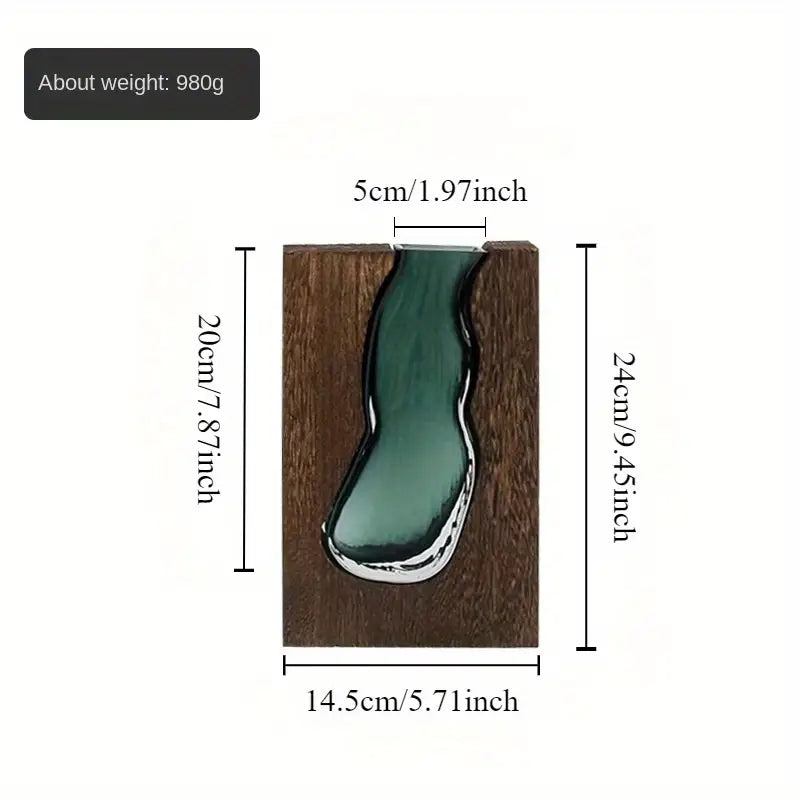 Organic-Shaped glass in Wooden frame Vase