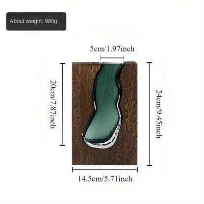 Organic-Shaped glass in Wooden frame Vase