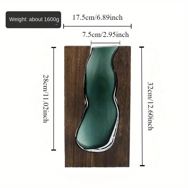 Organic-Shaped glass in Wooden frame Vase