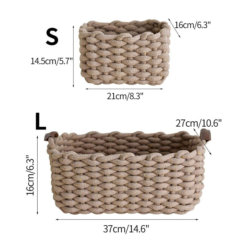 Chunky Woven Rope Storage Basket - 2 Basket Set