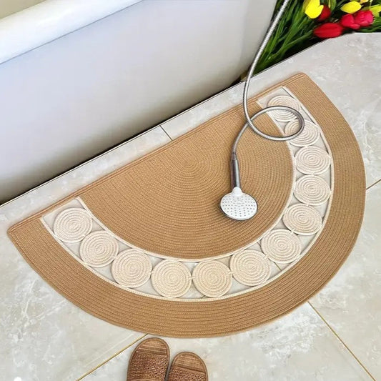 Bohemian Vintage Handmade Linen Half Moon Rug