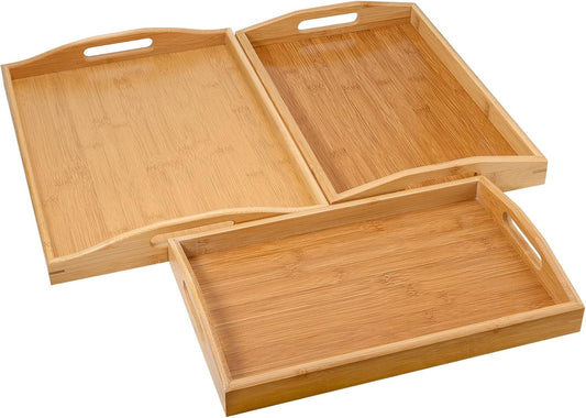 Rectangular Wooden Trays Set of 3