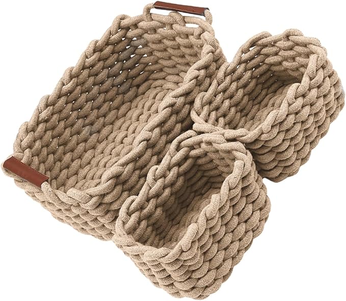 Chunky Woven Rope Storage Basket - 2 Basket Set