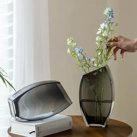 Modern Black Smoked Glass Vase