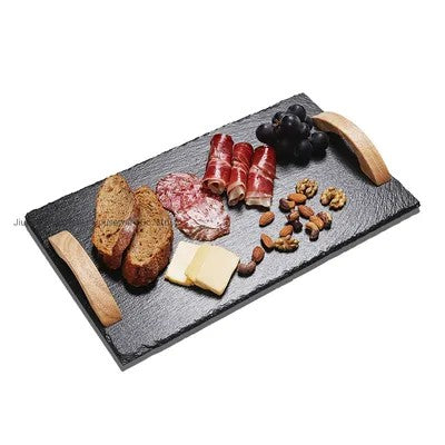 Slate Tray with Wooden Handles