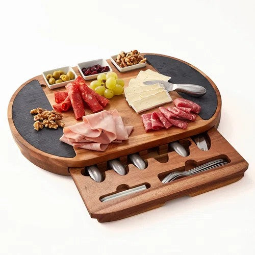 Premium Charcuterie Board Set with Hidden Utensil Drawer