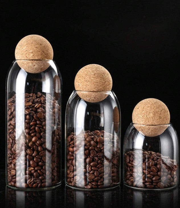 Glass Storage Jars with Cork Lid – Set of 3