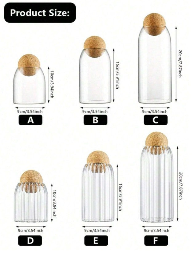 Glass Storage Jars with Cork Lid – Set of 3