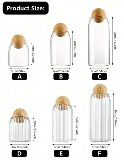 Glass Storage Jars with Cork Lid – Set of 3