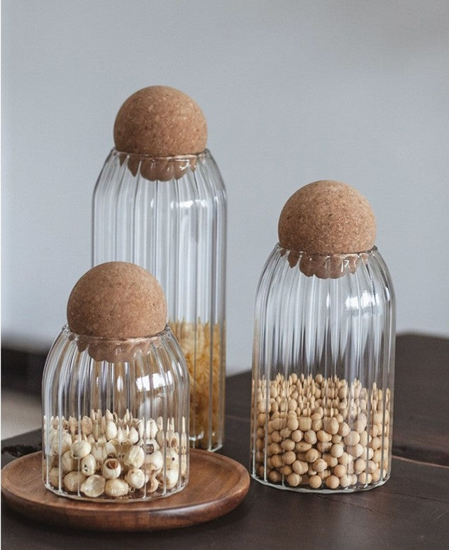 Glass Storage Jars with Cork Lid – Set of 3