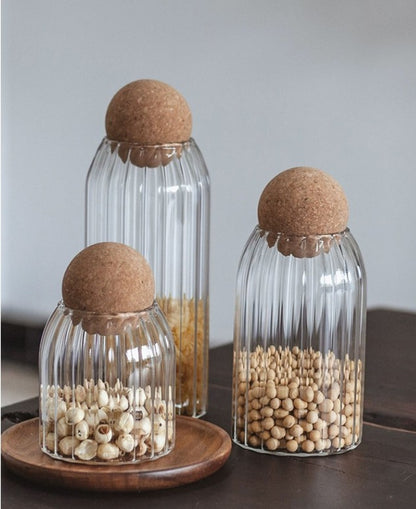 Glass Storage Jars with Cork Lid – Set of 3