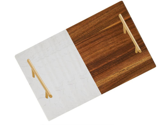 Rectangle Marble and Wood Rectangle Tray