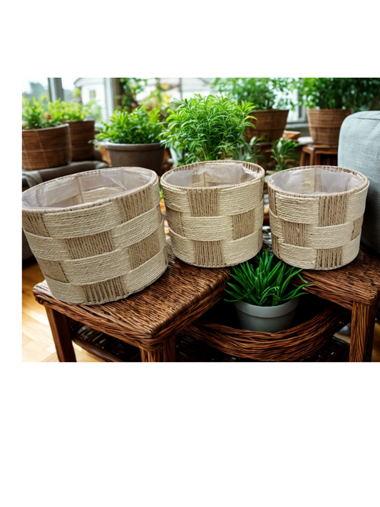 Woven Rope Planters- Set of 3