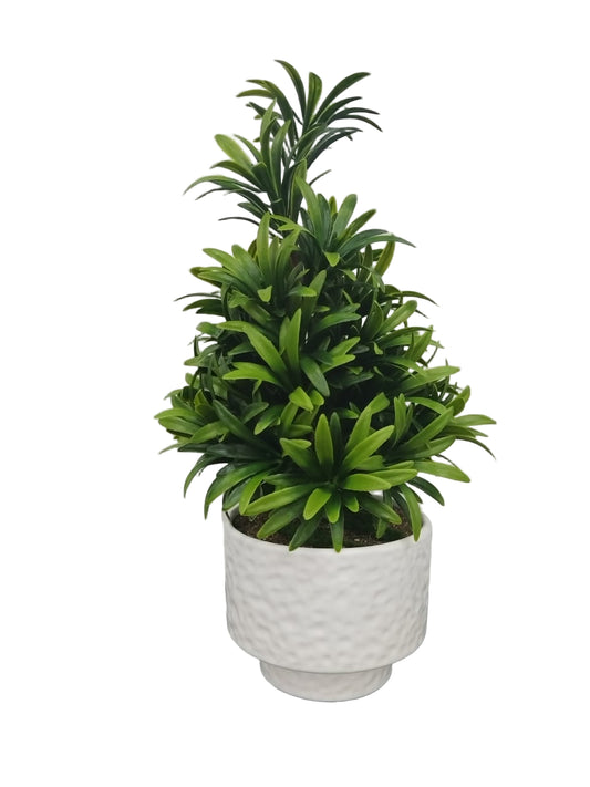 Faux Greenery with White Ceramic Pot