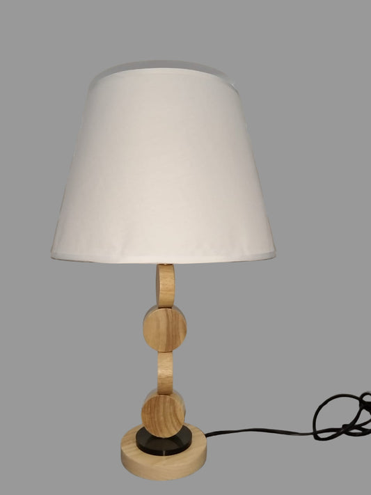 Modern Wooden Table Lamp with White Fabric Shade