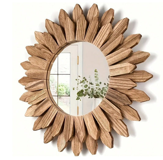 Sunburst Wooden Framed Mirror