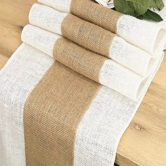 Burlap & White Table Runner