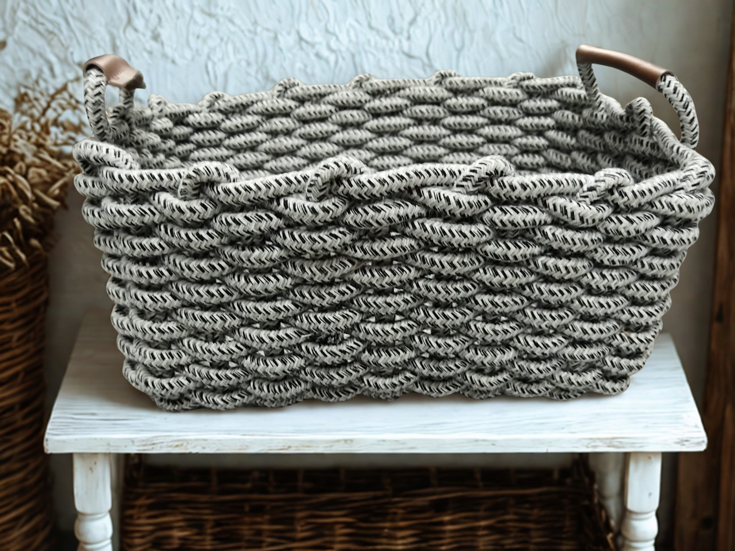 Chunky Woven Rope Storage Basket - 2 Basket Set