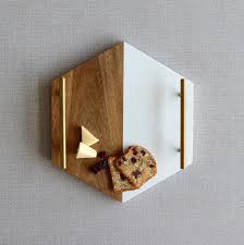 Hexagon Marble and Wooden Tray