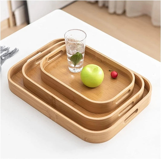 Bamboo Tray - Curved Corners - 3 Piece Set